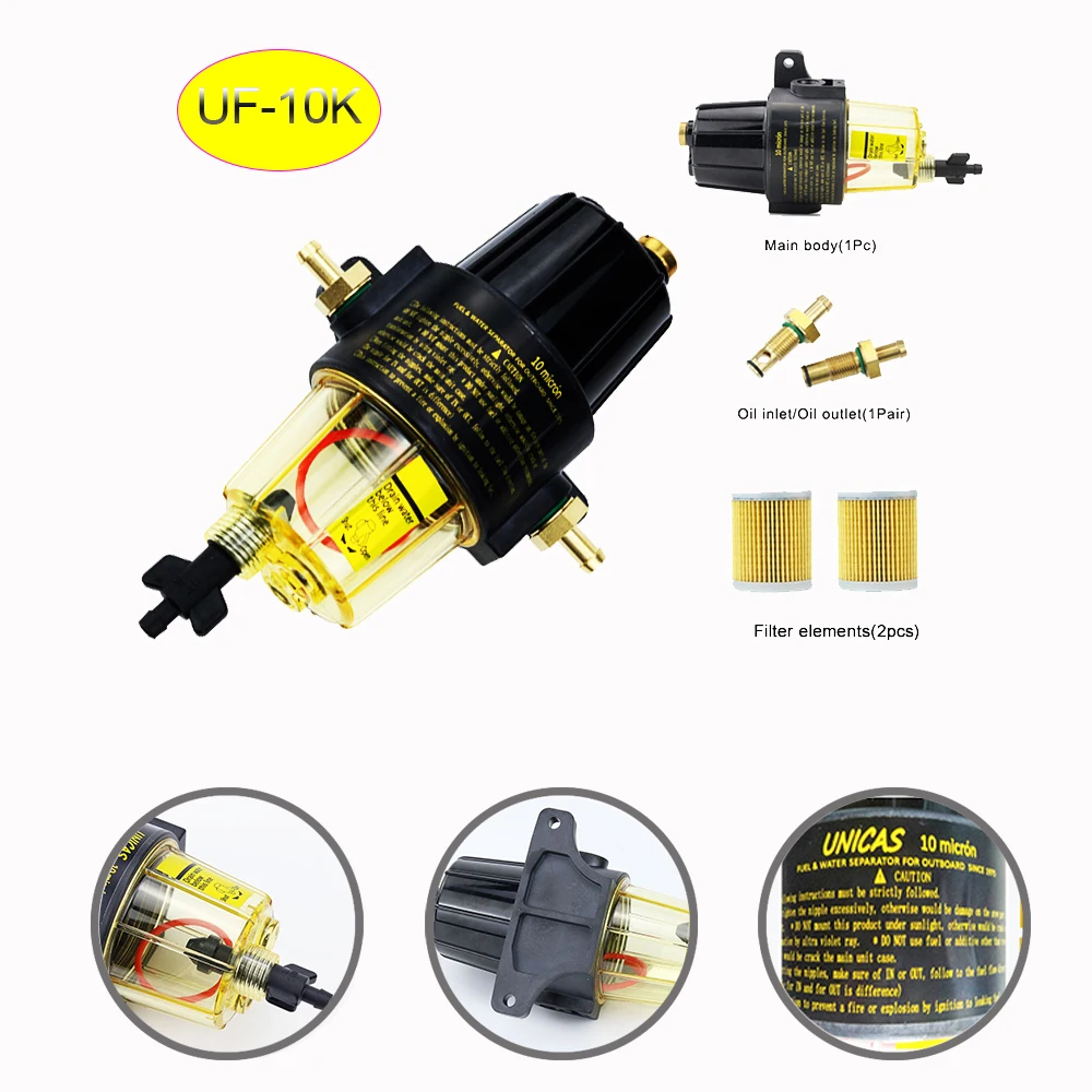 UF-10K Fuel Filter Water Separator Assembly with 2Pcs Extra Filter Element Yacht - £43.12 GBP