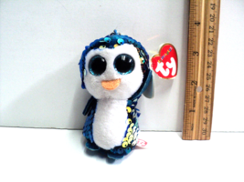 TY Flippables Payton the Penguin Key Clip Color Changing Sequins 3 3/4&quot; High - £11.41 GBP