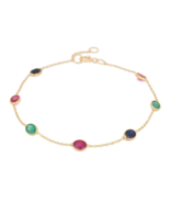 18K Ruby Emerald and Blue Sapphire Gemstone Bracelet - £240.18 GBP