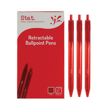 Stat Retractable Medium Ballpoint Pen 1mm (Box of 12) - Red - £23.67 GBP