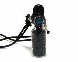 Healing Chip Stone Glass Wishing Bottle Tumbled Gemstone Crystal Pendant Chrysoc - £13.44 GBP