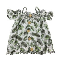 Satin Flowers Girls Tropical Palm Leaf Off-Shoulder Button-Down Top Size... - £8.49 GBP