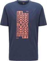 Boss Hugo Boss Mens Navy Blue Stacked Boss Logo Tee T-Shirt, M Medium HB... - $44.55