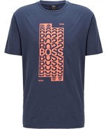 Boss Hugo Boss Mens Navy Blue Stacked Boss Logo Tee T-Shirt, M Medium HB... - $60.93 CAD