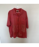Tommy Bahama Shirt Mens XL Pink Button Up Camp Short Sleeve 100% Silk Ca... - $14.36