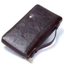 Genuine Leather Men Clutch Wallet Long Passport Card Holder Purse Handba... - $63.36