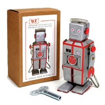 TIN TOY ROBOT 3.75&quot; MS502A Easelback Wind Up Walking Retro Style Litho M... - £11.95 GBP