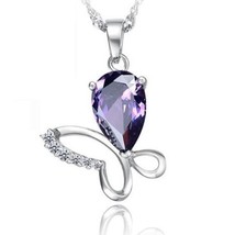 3Ct Pear Cut Amethyst Beautiful Women Pendant 14K White Gold Plated - £117.53 GBP