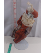 CLOWN JESTER Doll 8&quot;  Metallic Costume Porcelain Face/Hands  Vintage wit... - £11.68 GBP