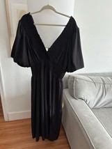 Black Empire Waist Peasant Boho V Neck Off The Flowy Shoulder Maxi Dress XL - $29.00