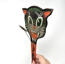 VTG Halloween Black Cat Tin Litho Clacker Party Noisemaker US Metal Toy Mfg Co - £34.10 GBP