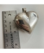 925 Sterling Silver Large Puffy Heart Pendant 22.8g 2”X2”X1” - $1,181.52 MXN