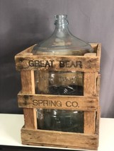 Vintage Crista Great Bear 5-Gallon Glass Checkerboard Watr Jug Wood Crat... - $141.19