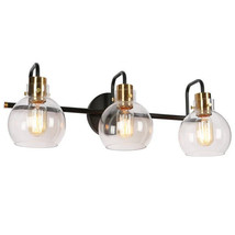 Hedda 23 in. Wide 3-Light Modern Black Vanity Light Clear Glass Globe Shades - £54.60 GBP