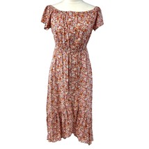 Indigo Rose Midi Dress Womens Size Medium Floral Cottagecore Boho Peasant  - £24.36 GBP