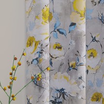 Mysky Home Floral Curtains 84 Inches Long Living Room Curtains, Grey And Yellow - £37.83 GBP