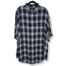 ROUNDTREE &amp; YORKE Men&#39;s Shirt Size Large Rayon Blue Plaid In Perfect Con... - £8.54 GBP