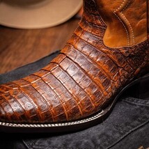 TUCSON Genuine Caiman Belly Skin Cowboy Boot from the Western Collection Aged Ma image 9