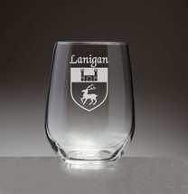 Lanigan Irish Coat of Arms Stemless Wine Glasses (Sand Etched) - £54.69 GBP