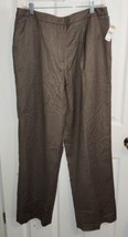 Talbots Womens Italian 100% Wool Wide Leg Brown Dress Pants Sz 14 Lined NWT  - £38.23 GBP