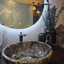Natural Wild Agate Stone Round Sink Wash Basin Kitchen &amp; Bathroom Interi... - $9,960.84 MXN+