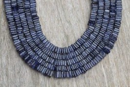 8 inches of smooth IOLITE heishi square gemstone beads, 1 X 4 MM -- 2 X 5 MM , n - $31.64