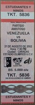 Venezuela vs Bolivia 21 Aug 2002 Friendly Match Olympic Statium UCV Tick... - $5.95
