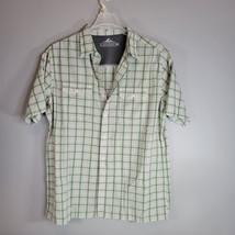 Croft &amp; Barrow Mens Shirt Large Green/Gray Quick Dry Short Sleeve Button Up - $18.99