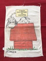 Vintage 1971 Snoopy Peanuts Bath Kitchen Hand Towel I Think I'm Allergic Morning - $34.65