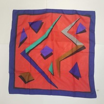 Geometric 31&quot; Scarf Made in Italy Red Blue Square - £5.34 GBP