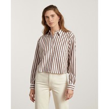 Everlane The Silky Cotton Way-Short Shirt Button Down Pocket Brown White S - £38.48 GBP