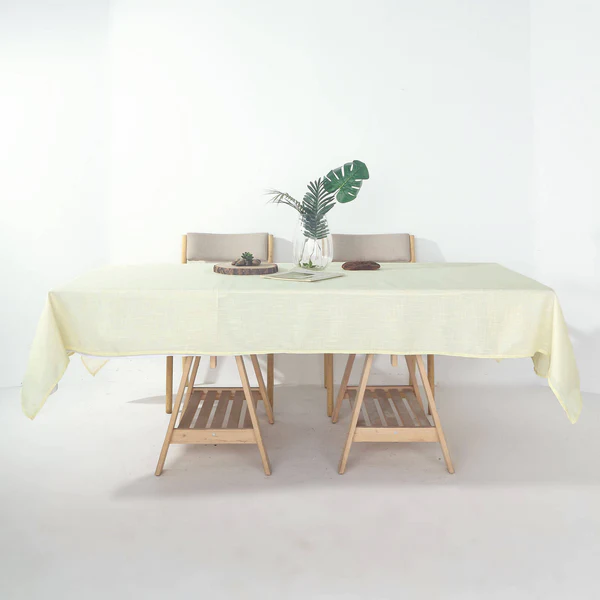 Ivory - 60x102&quot; Rectangular Tablecloth Premium Faux Linen Wrinkle Free - £32.99 GBP