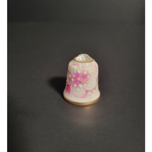 Vintage 1986 Sutherland Jeweled Cherry Blossom Fine Bone Thimble ENGLAND... - $17.81