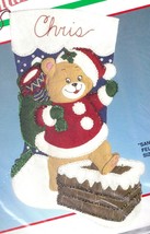 DIY Bucilla Santa Bear Chimney Christmas Eve Felt Applique Stocking Kit 82522 - £45.51 GBP