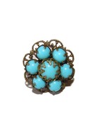 GORGEOUS VINTAGE TURQUOISE JEWELED LACY RING - £15.97 GBP