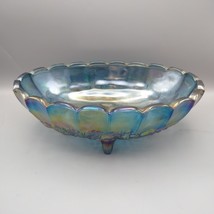 Vintage Indiana Blue Iridescent Carnival Glass 4 Footed Fruit Bowl Harve... - $300.88 MXN