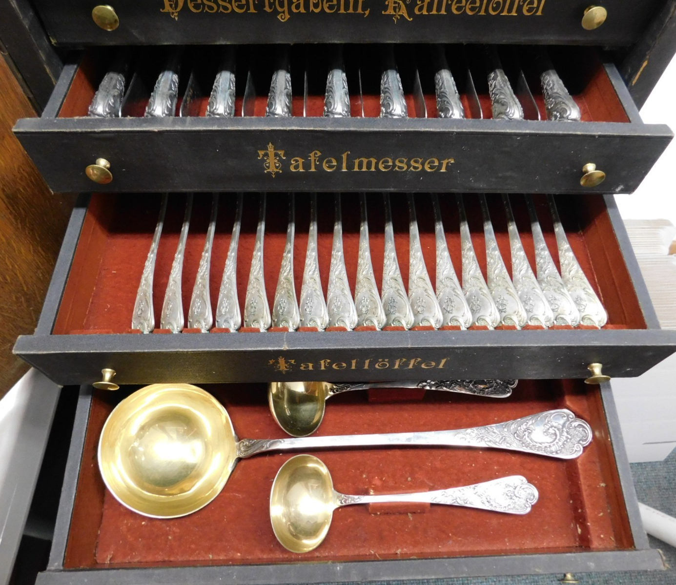 Model #150 by Bruckmann Sohn 800 Silver Flatware Set Service 175 pcs in Orig box Item image 4