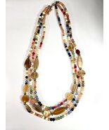 Chicos Multi Color Mixed Bead Multi Strand Statement Necklace 18” Boho Chic - $363.49 MXN