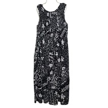 HANNAH Large Black Maxi Smocked Sleeveless Boho Coastal Sundress - £19.05 GBP