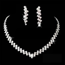 Silver Color Wedding Jewelry Set Crystal Bridal Shiny Rhinestone Jewelry Sets El - £16.17 GBP