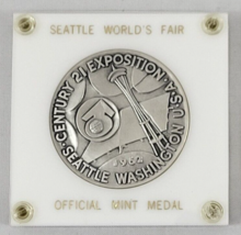 1962 Seattle Worlds Fair Official Space Age US Mint Large Silver Medal w... - $363.40