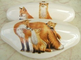 Ceramic Cabinet Drawer Pull Red Fox Family - £13.02 GBP