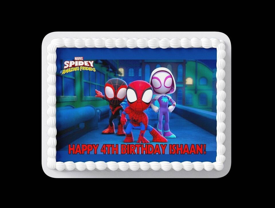 Kids Spidey Birthday 1/4 topper edible - $9.89