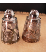 Vintage sterling silver salt pepper set - unusual floral and glass set -... - £67.94 GBP