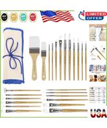 Premium 24-piece Nylon Brush Set with Wooden Handles for Professional Ar... - $37.18 CAD