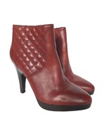 Isaac Mizrahi Live Womens Selena Red Leather Quilted Ankle Boots Shoes S... - $26.55 CAD