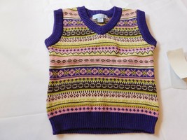 Lucy Sykes Baby Girl&#39;s Sleeveless Sweater 2T Toddler Striped Purple Mult... - £26.73 GBP