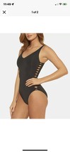 Bleu By Rod Beattie Black V-Neck Strappy One-Piece Swimsuit, Size 4 - £34.16 GBP