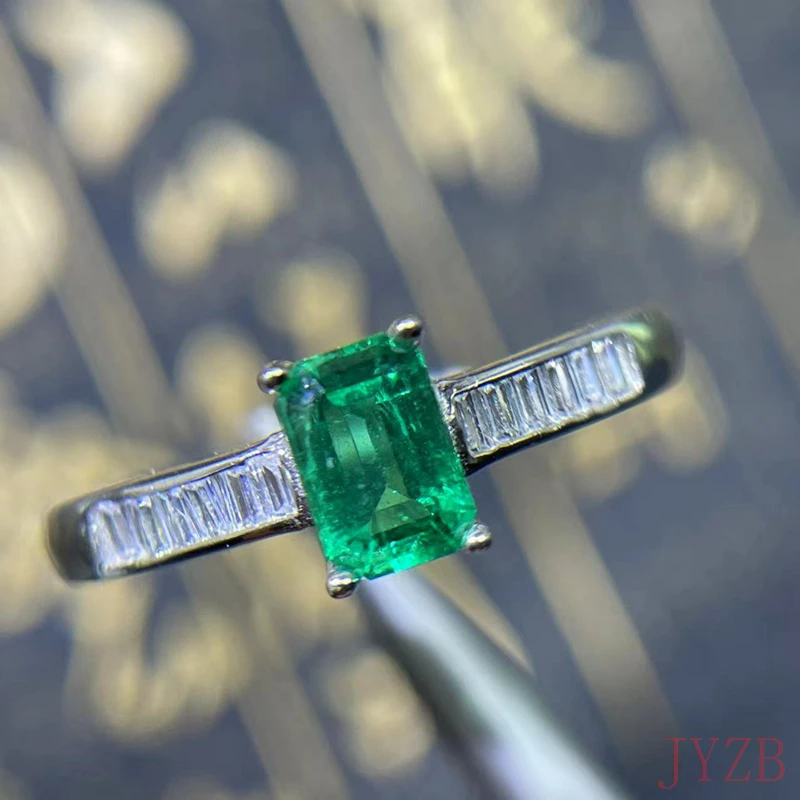 925 Sterling Silver Hot Boutique Jewelry Natural Natural Colombian emerald ring  - £59.48 GBP