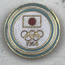 Japan Olympic Rings Tokyo 1964 Clip On Pin Gold Tone Enamel Vintage 60s - £46.56 GBP